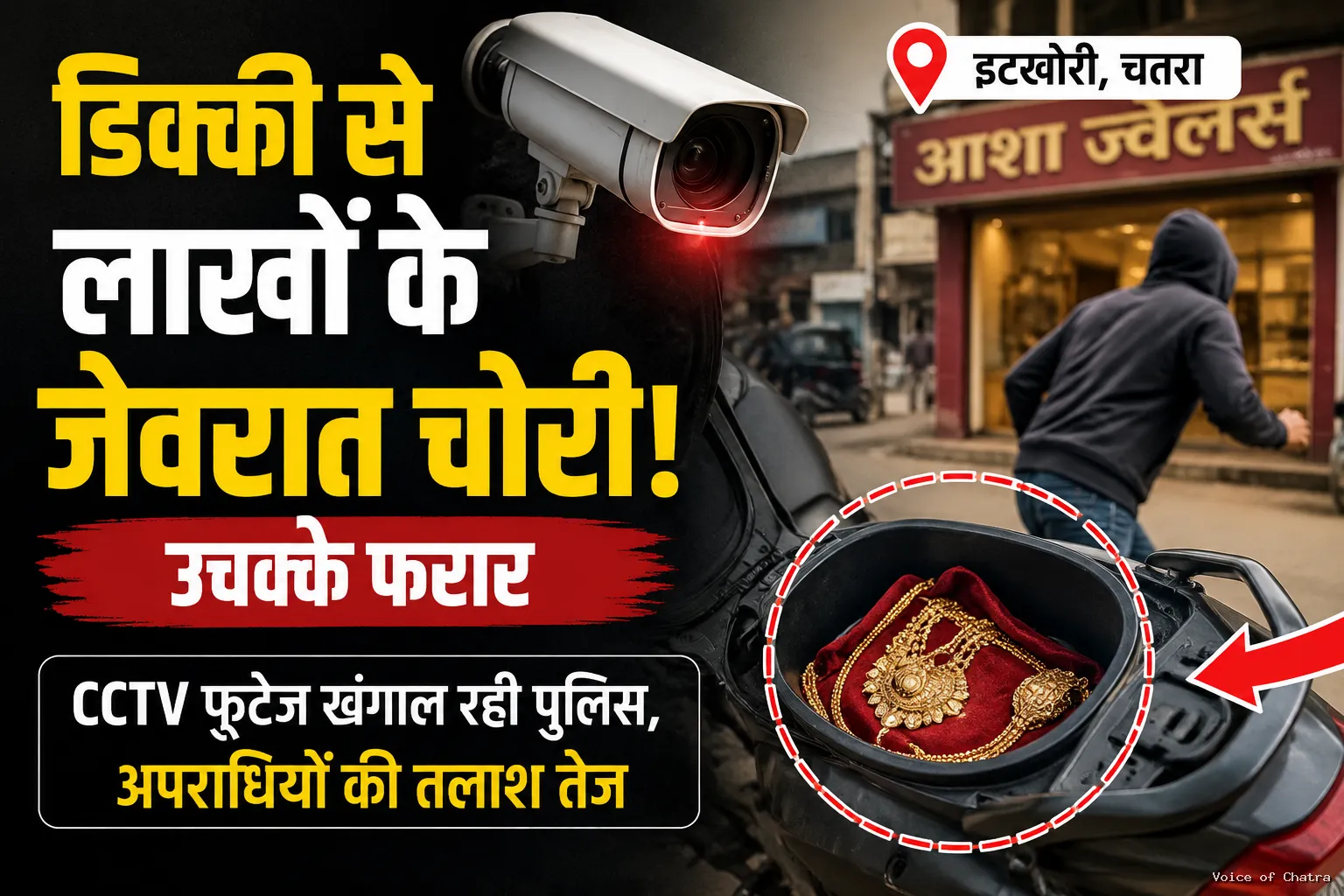 इटखोरी में बाइक की डिक्की से लाखों के जेवरात गायब, CCTV फुटेज के सहारे उचक्कों तक पहुंचने में जुटी पुलिस