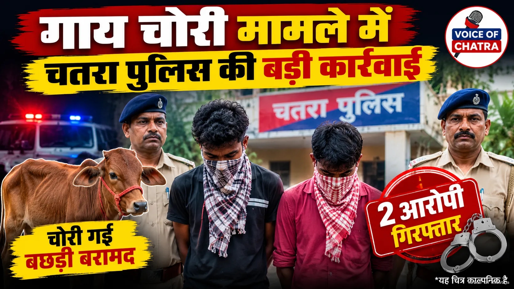 गाय चोरी मामले का खुलासा, चतरा पुलिस ने दो आरोपियों को दबोचा